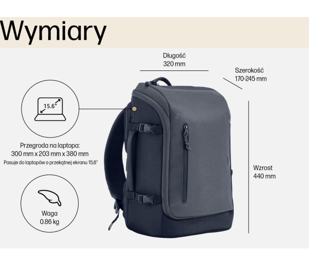 HP Travel 25L 15,6" szary - 1505021 - zdjęcie 4